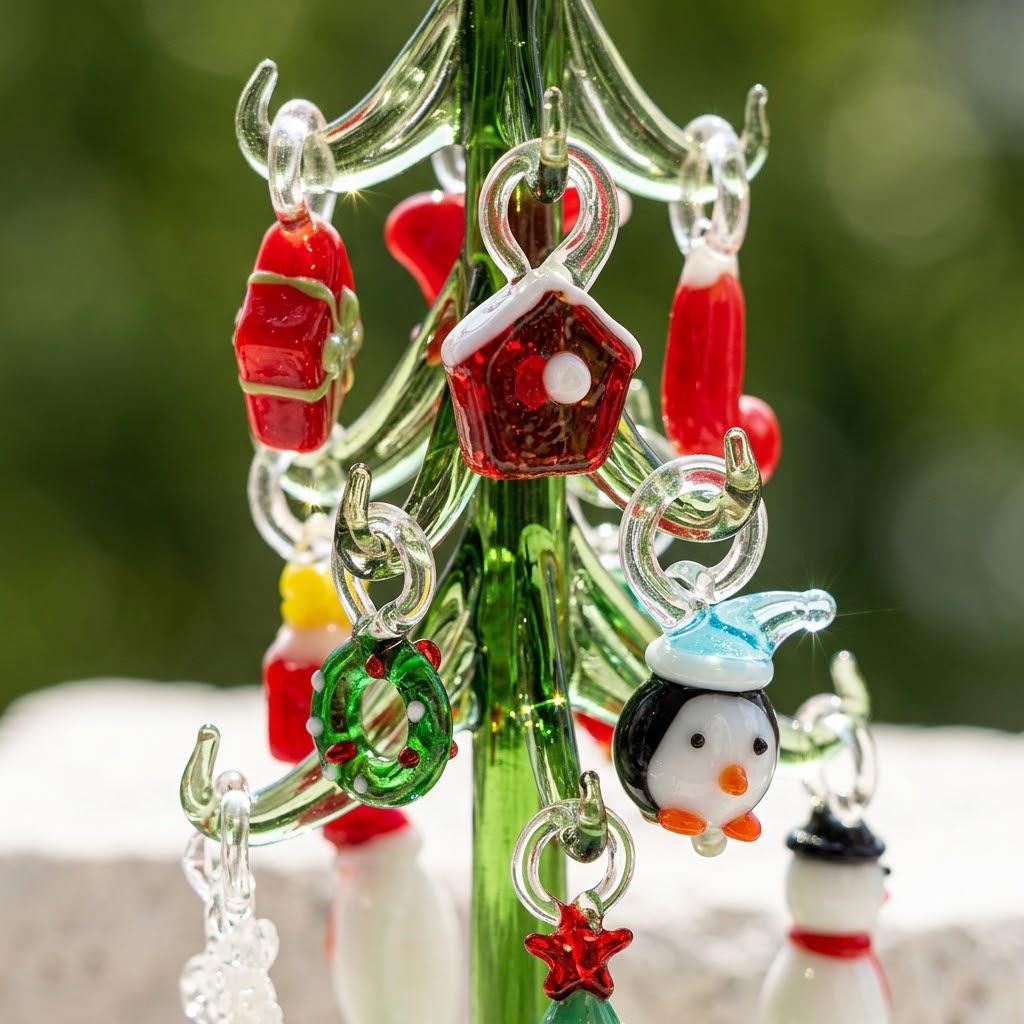 Green Tabletop Christmas Tree with 13-Piece Mini Display by AuroraeGlass — photo 7