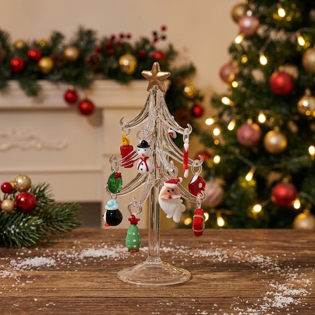 Clear Tabletop Christmas Tree with 13-Piece Mini Display by AuroraeGlass — photo 1