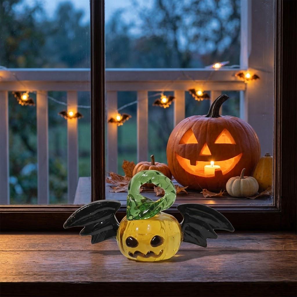 Mini Bat Jack-O'-Lantern Figurine for Halloween Display by AuroraeGlass — photo 4