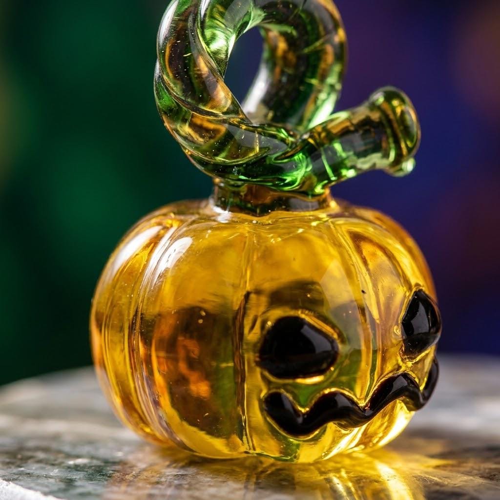 Mini Amber Jack-O'-Lantern Figurine for Fall Display by AuroraeGlass — photo 6