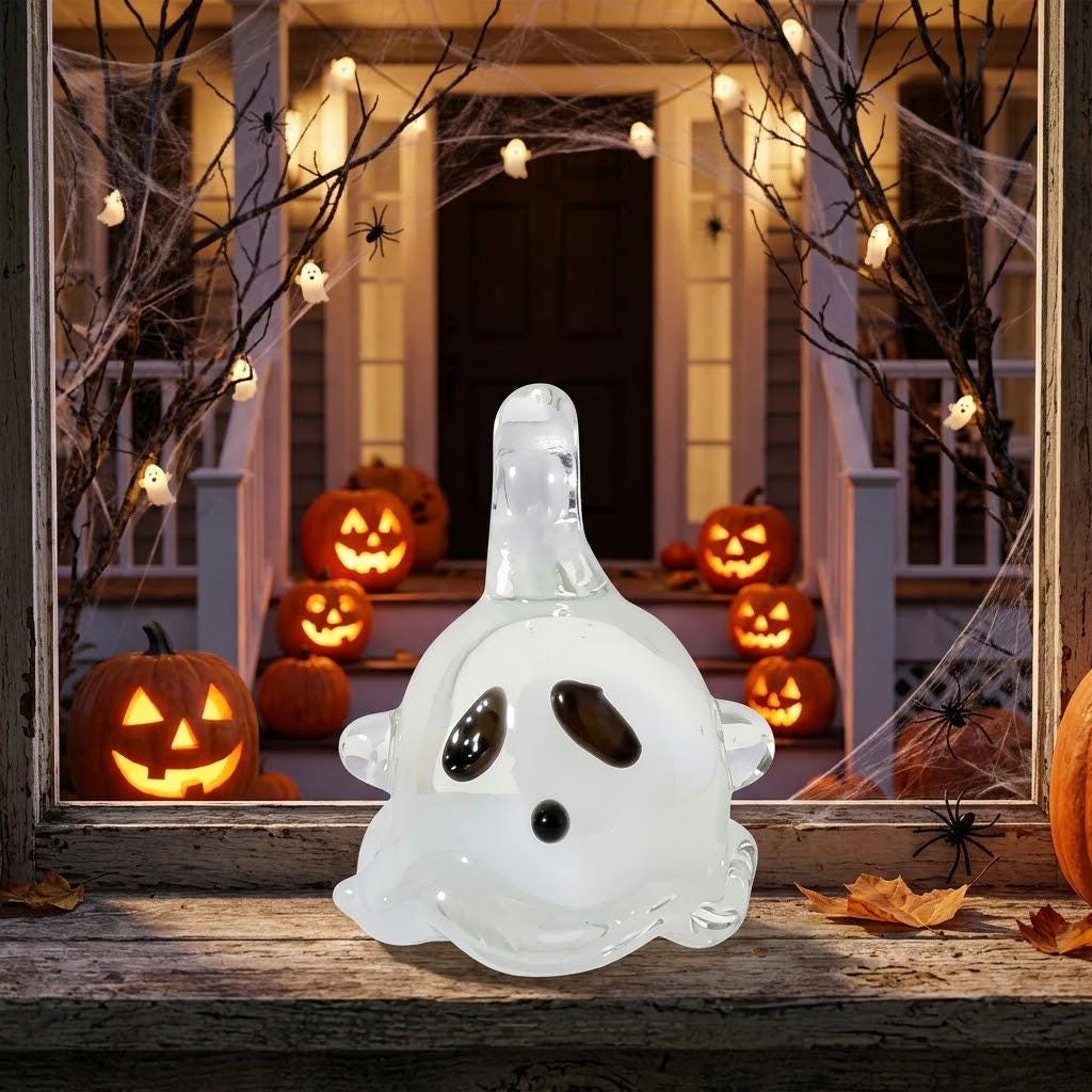 Mini Clear White Ghost Figurine: Spooky Halloween Desk Decor (20x25mm) by AuroraeGlass — photo 2