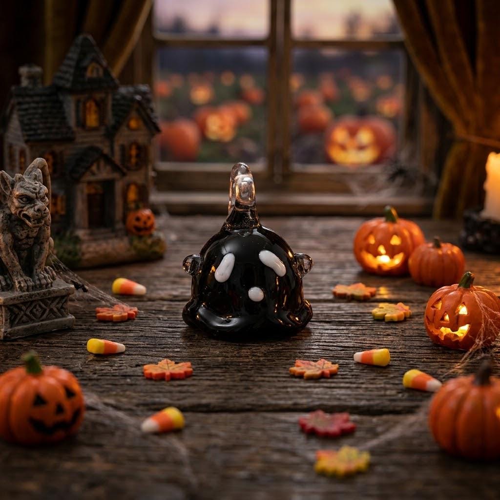 Mini Black Ghost Figurine: Spooky Halloween Desk Decor (20x25mm) by AuroraeGlass — photo 3