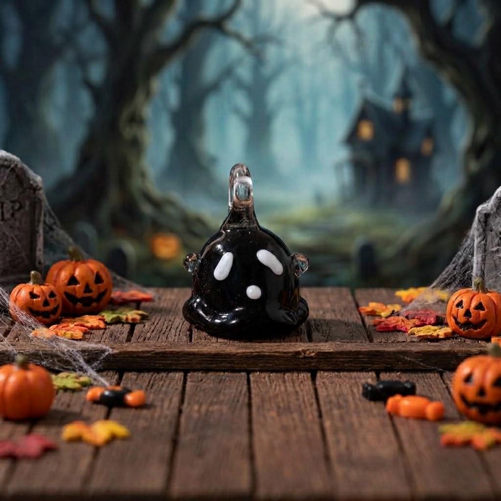 Mini Black Ghost Figurine: Spooky Halloween Desk Decor (20x25mm) by AuroraeGlass — photo 1