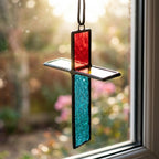 Colorful 3D Stained Glass Cross Suncatcher, Tiffany-inspired Handmade Window Decor by AuroraeGlass — photo 7