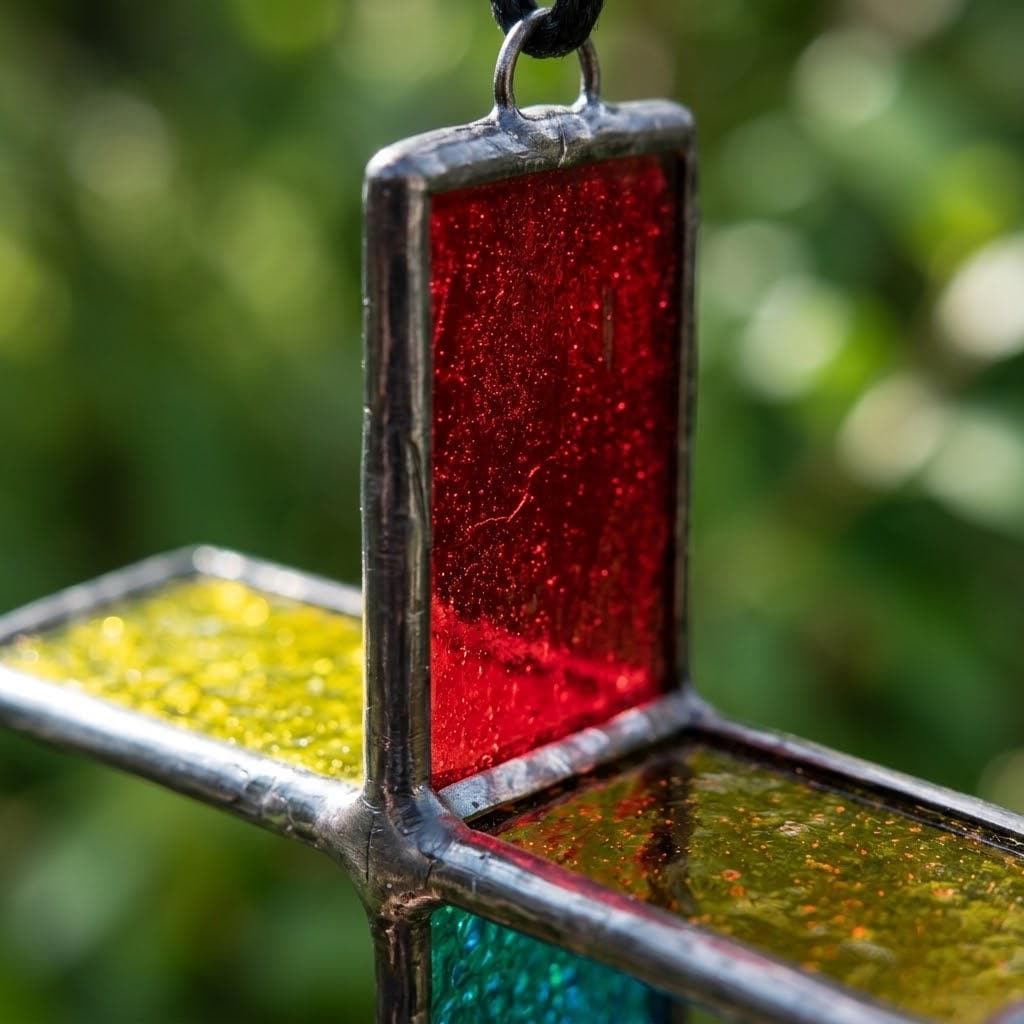 Colorful 3D Stained Glass Cross Suncatcher, Tiffany-inspired Handmade Window Decor by AuroraeGlass — photo 2