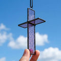 Purple 3D Stained Glass Cross Suncatcher, Tiffany-inspired Handmade Christian Gift by AuroraeGlass — photo 1