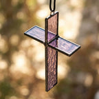 Purple 3D Stained Glass Cross Suncatcher, Tiffany-inspired Handmade Christian Gift by AuroraeGlass — photo 2