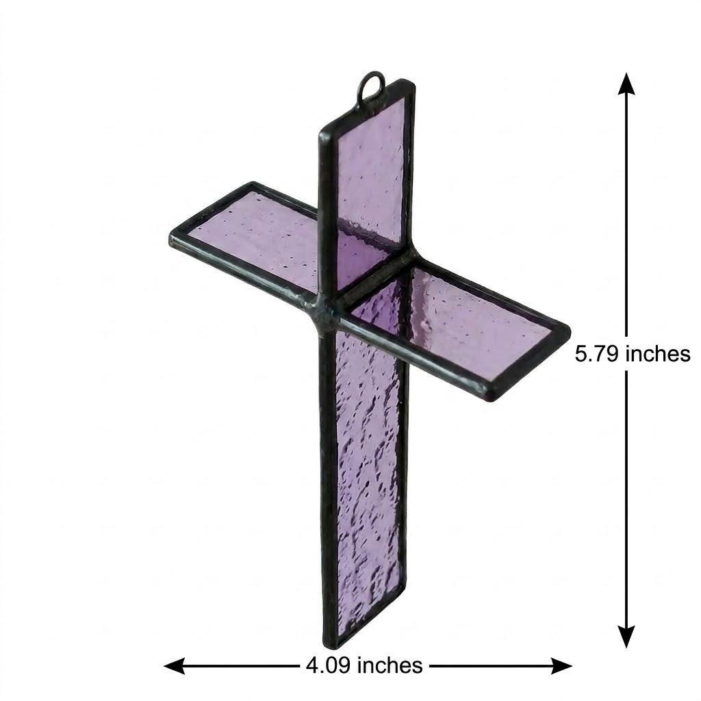 Purple 3D Stained Glass Cross Suncatcher, Tiffany-inspired Handmade Christian Gift by AuroraeGlass — photo 9