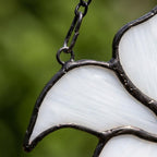 White Lily Stained Glass Suncatcher with Crystal Prism, Handmade Floral Window Decor by AuroraeGlass — photo 2