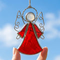 Red Angel Stained Glass Suncatcher, Tiffany-inspired Guardian Angel Window Hanging, Handmade Christmas Gift by AuroraeGlass — photo 1