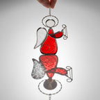 Angel with Harp Stained Glass Suncatcher, Tiffany-inspired Red Angel Window Hanging, Handmade Musician Gift by AuroraeGlass — photo 7