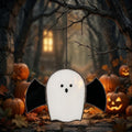 Handmade Stained Glass Ghost with Bat Wings, Gothic Halloween Suncatcher by AuroraeGlass — photo 1