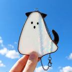 Handmade Stained Glass Dog Ghost Suncatcher, Halloween Pet Lover Decor by AuroraeGlass — photo 5