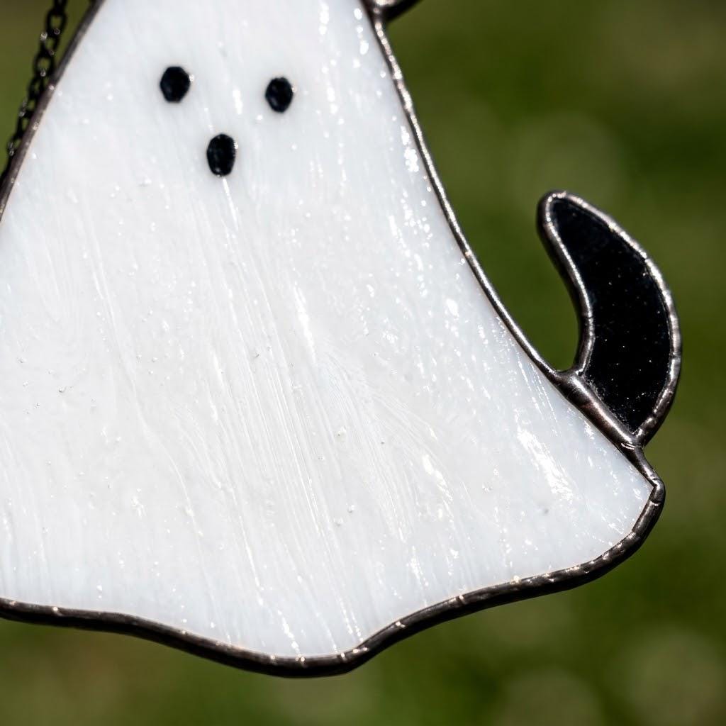 Handmade Stained Glass Dog Ghost Suncatcher, Halloween Pet Lover Decor by AuroraeGlass — photo 8