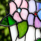 Pink and Purple Flower Window Hanging with Trailing Leaves and Basket Design by AuroraeGlass — photo 3