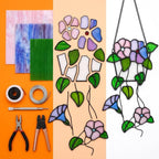 Pink and Purple Flower Window Hanging with Trailing Leaves and Basket Design by AuroraeGlass — photo 5