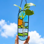 Blue Sun Window Hanging with Clear Tube Holder and Chain by AuroraeGlass — photo 1