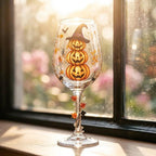 Halloween Decorative Goblet with Stacked Pumpkins and Witch Hat by AuroraeGlass — photo 9
