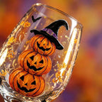 Halloween Decorative Goblet with Stacked Pumpkins and Witch Hat by AuroraeGlass — photo 3