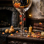 Halloween Decorative Goblet with Black Cat, Crescent Moon and Pumpkin by AuroraeGlass — photo 5