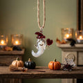Ghost Ornament with Red Heart and Curved Red Hat, Mini Halloween Hanging Decor by AuroraeGlass — photo 1