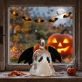 Ghost Ornament with Black Side Wings and Downturned Eyes, Halloween Hanging Decor by AuroraeGlass — photo 1
