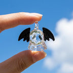 Ghost Ornament with Black Side Wings and Downturned Eyes, Halloween Hanging Decor by AuroraeGlass — photo 6