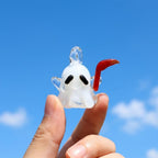 Ghost Ornament with Orange Curved Side Detail, Mini Halloween Hanging Decor by AuroraeGlass — photo 6