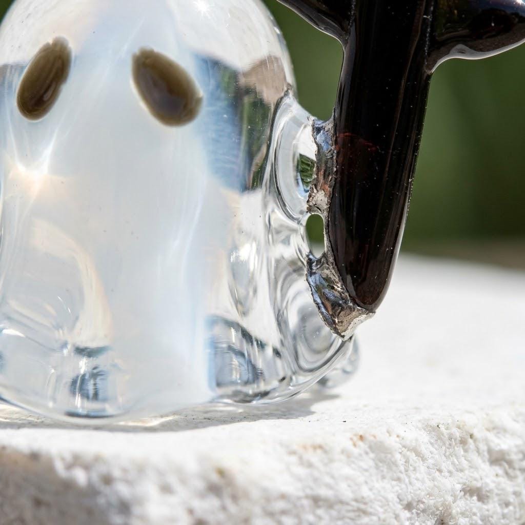 Ghost Ornament with Black Cross-Shaped Side Detail, Mini Halloween Hanging Decor by AuroraeGlass — photo 5