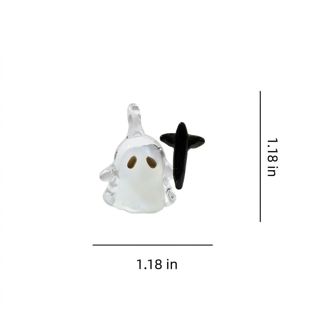 Ghost Ornament with Black Cross-Shaped Side Detail, Mini Halloween Hanging Decor by AuroraeGlass — photo 10