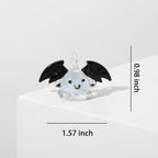Smiling Ghost Ornament with Black Bat Wings, Wide Mini Halloween Hanging Decor by AuroraeGlass — photo 10