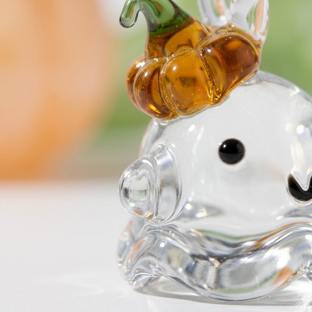 Smiling Ghost Ornament with Orange Pumpkin Hat, Small Halloween Hanging Decor by AuroraeGlass — photo 5