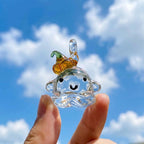 Smiling Ghost Ornament with Orange Pumpkin Hat, Small Halloween Hanging Decor by AuroraeGlass — photo 6