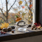 Smiling Ghost Ornament with Orange Pumpkin Hat, Small Halloween Hanging Decor by AuroraeGlass — photo 7