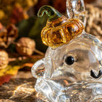 Smiling Ghost Ornament with Orange Pumpkin Hat, Small Halloween Hanging Decor by AuroraeGlass — photo 3