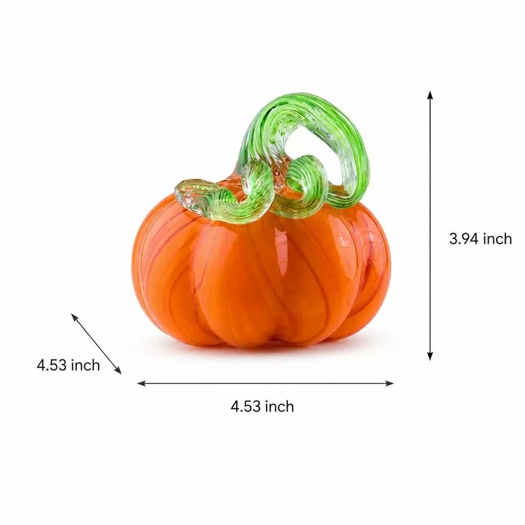 Handmade Orange Pumpkin Figurine with Green Curled Stem, Fall Table Decor by AuroraeGlass — photo 9