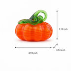 Handmade Orange Striped Pumpkin Figurine with Green Curl, Autumn Table Decor by AuroraeGlass — photo 10