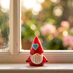 Red Hat Gnome Figurine with Blue Heart and White Beard, Mini Shelf Decor by AuroraeGlass — photo 9