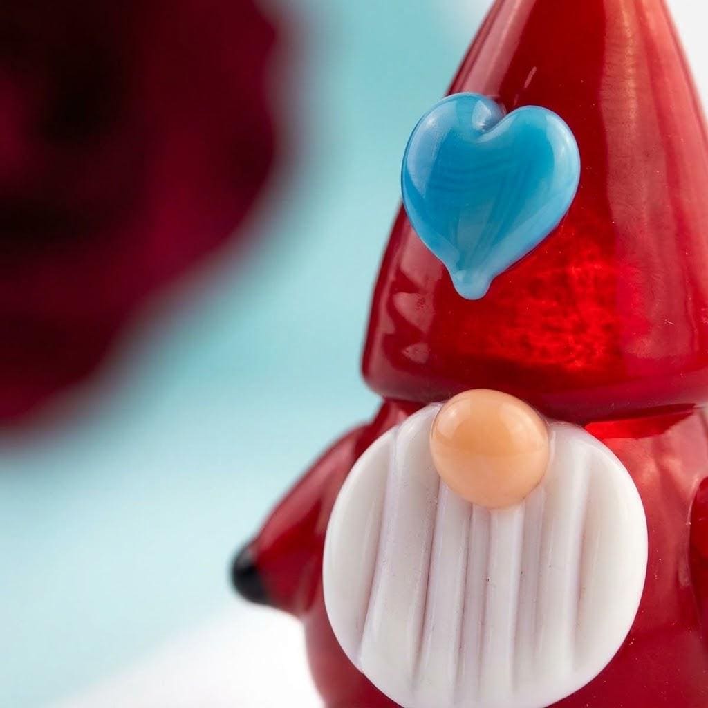Red Hat Gnome Figurine with Blue Heart and White Beard, Mini Shelf Decor by AuroraeGlass — photo 5