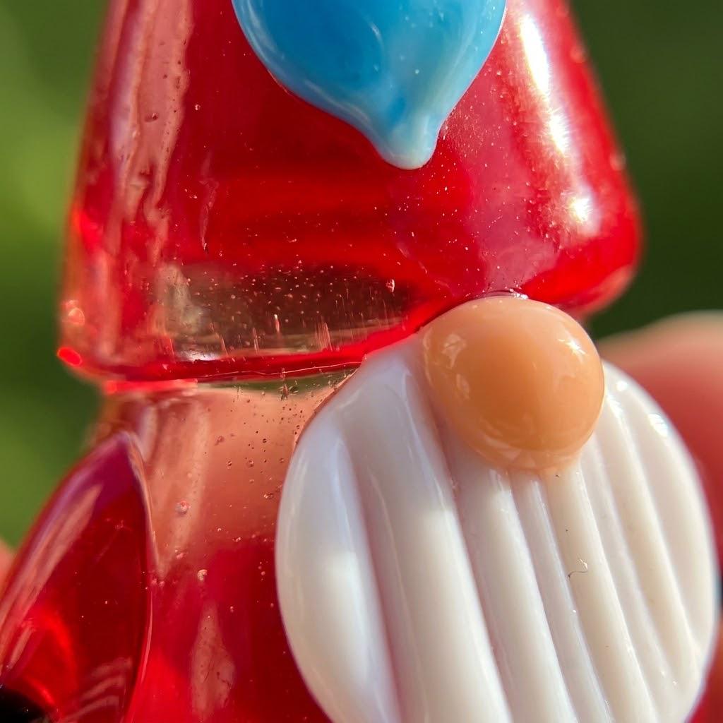 Red Hat Gnome Figurine with Blue Heart and White Beard, Mini Shelf Decor by AuroraeGlass — photo 6