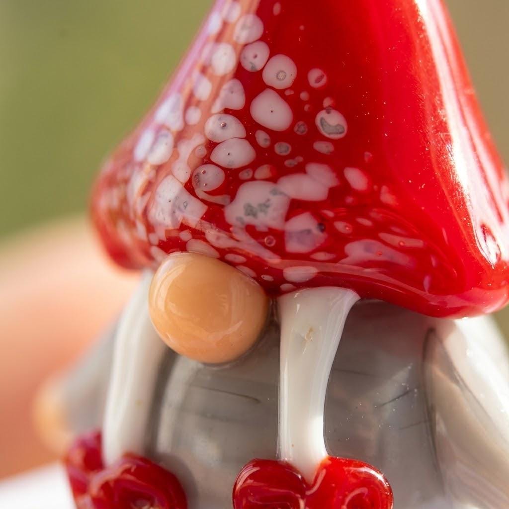 Gnome Figurine with Red Speckled Hat and Twin White Braids, Mini Decor by AuroraeGlass — photo 7