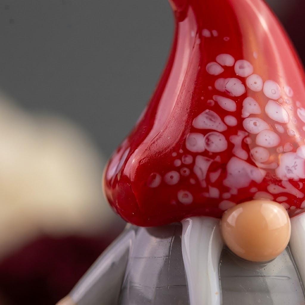 Gnome Figurine with Red Speckled Hat and Twin White Braids, Mini Decor by AuroraeGlass — photo 6