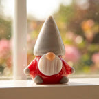 Gnome Figurine with Gray Pointed Hat and Red Body, Mini Indoor Shelf Decor by AuroraeGlass — photo 3