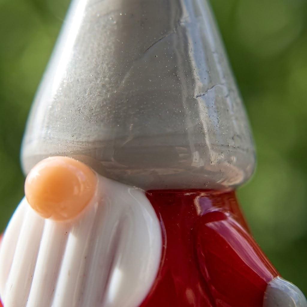 Gnome Figurine with Gray Pointed Hat and Red Body, Mini Indoor Shelf Decor by AuroraeGlass — photo 5