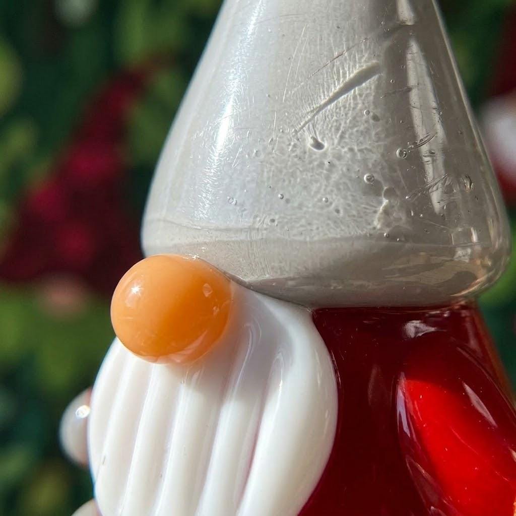 Gnome Figurine with Gray Pointed Hat and Red Body, Mini Indoor Shelf Decor by AuroraeGlass — photo 7