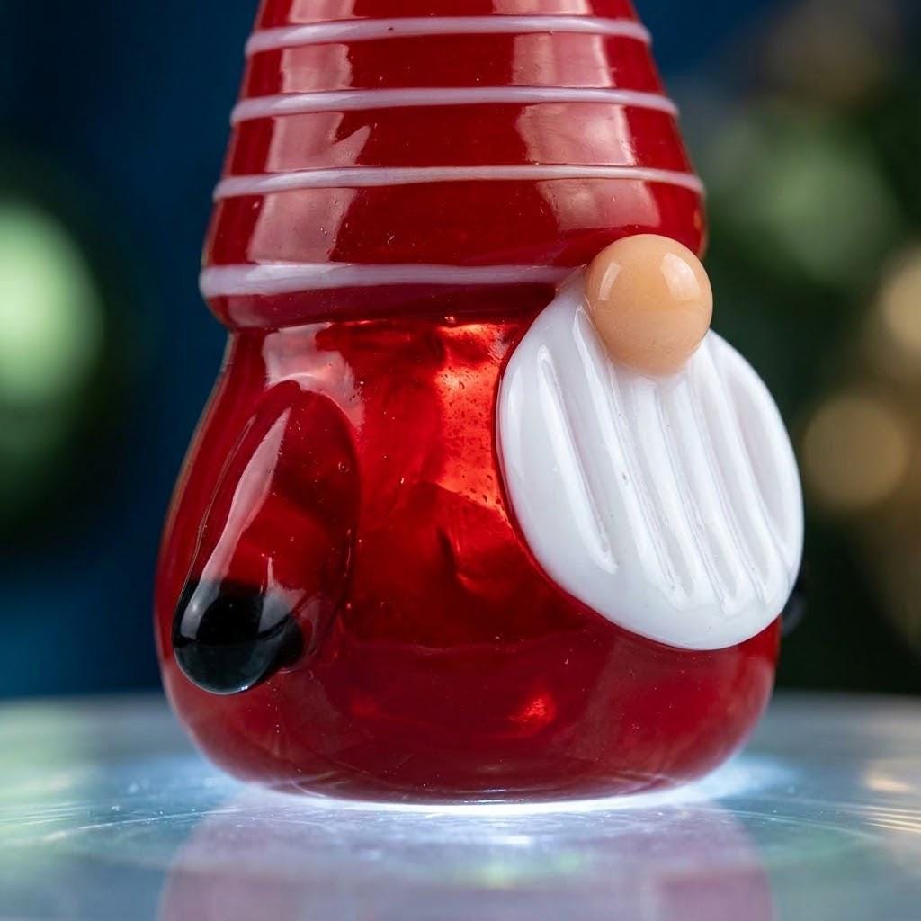 Gnome Figurine with Red and White Striped Pointed Hat, Mini Shelf Decor by AuroraeGlass — photo 5