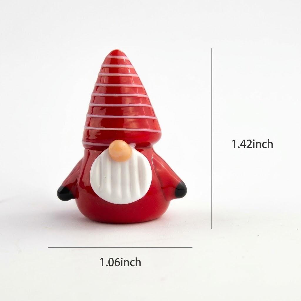 Gnome Figurine with Red and White Striped Pointed Hat, Mini Shelf Decor by AuroraeGlass — photo 10