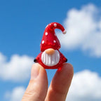Gnome Figurine with Curved Red Polka Dot Hat and White Beard, Mini Decor by AuroraeGlass — photo 3