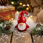 Gnome Figurine with Curved Red Polka Dot Hat and White Beard, Mini Decor by AuroraeGlass — photo 1