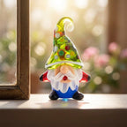 Gnome Figurine with Green Polka Dot Hat and Blue Body, Colorful Shelf Decor by AuroraeGlass — photo 9
